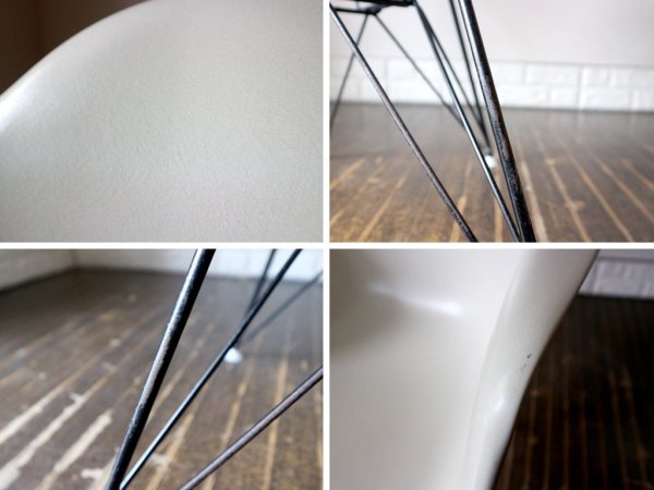 ハーマンミラー Herman Miller イームズ アームシェル 現行 FRP製 シェルチェア ホワイトシェル エッフェルベース ミッドセンチュリー ◎