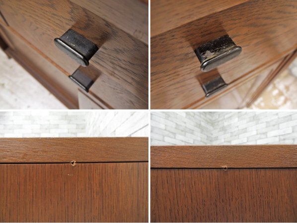 AUTHENTIC FURNITURE 斉藤家具工業 オーク材 食器棚 キッチン カップボード キャビネット ガラス扉 W120cm 国産家具 ●