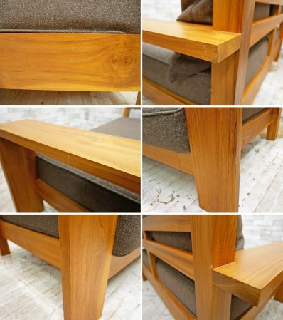 ウニコ unico ブレス BREATH 二人掛け ソファ チーク無垢材 ファブリックシート リゾートテイスト ●