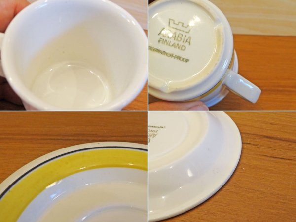 アラビア ARABIA フィンランド ファエンツァ Faenza デミタスカップ&ソーサー イエロー ペテル ウィンクヴィスト 北欧食器 ◇