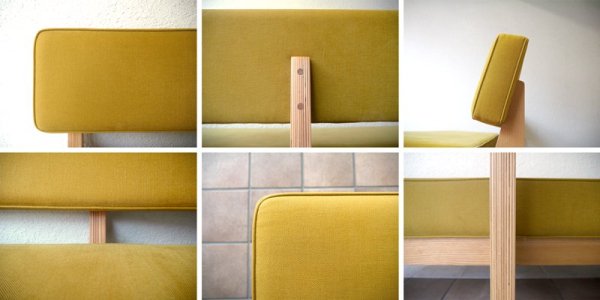 イデー IDEE 現行 ソリッドベンチ SOLID BENCH ソファ 長椅子 IFFS-0250 人気ロングセラー 参考価格¥185,900- 状態良好 イエロー系生地×アッシュ材フレーム ◇