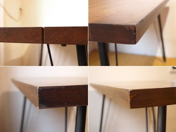 クラッシュゲート CRASH GATE ノットアンティークス Knot antiques フランク3 FRANK ? ダイニングテーブル オーク無垢材 ダークブラウン 鉄脚 W135cm ★