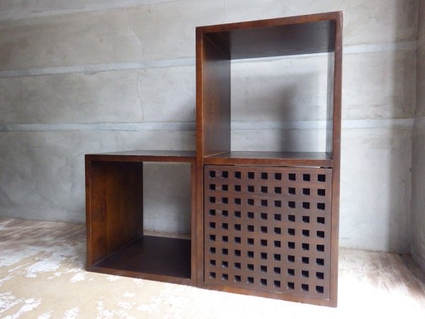 エーフラット a.flat 2ユニットキューブ 2 unit cube v01 + ウッドドロワー Lv01 引き出し付 アッシュ無垢材 オープンシェルフ 1×2 アジアン ♪