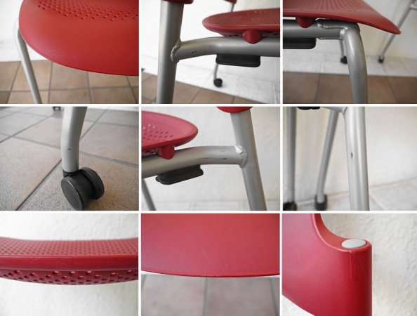 ハーマンミラー Herman miller ケイパーチェア CAPER Chair カートチェア スタッキング ジェフ・ウェバー レッド 2脚セット 参考価格 1脚¥36,300- ◇