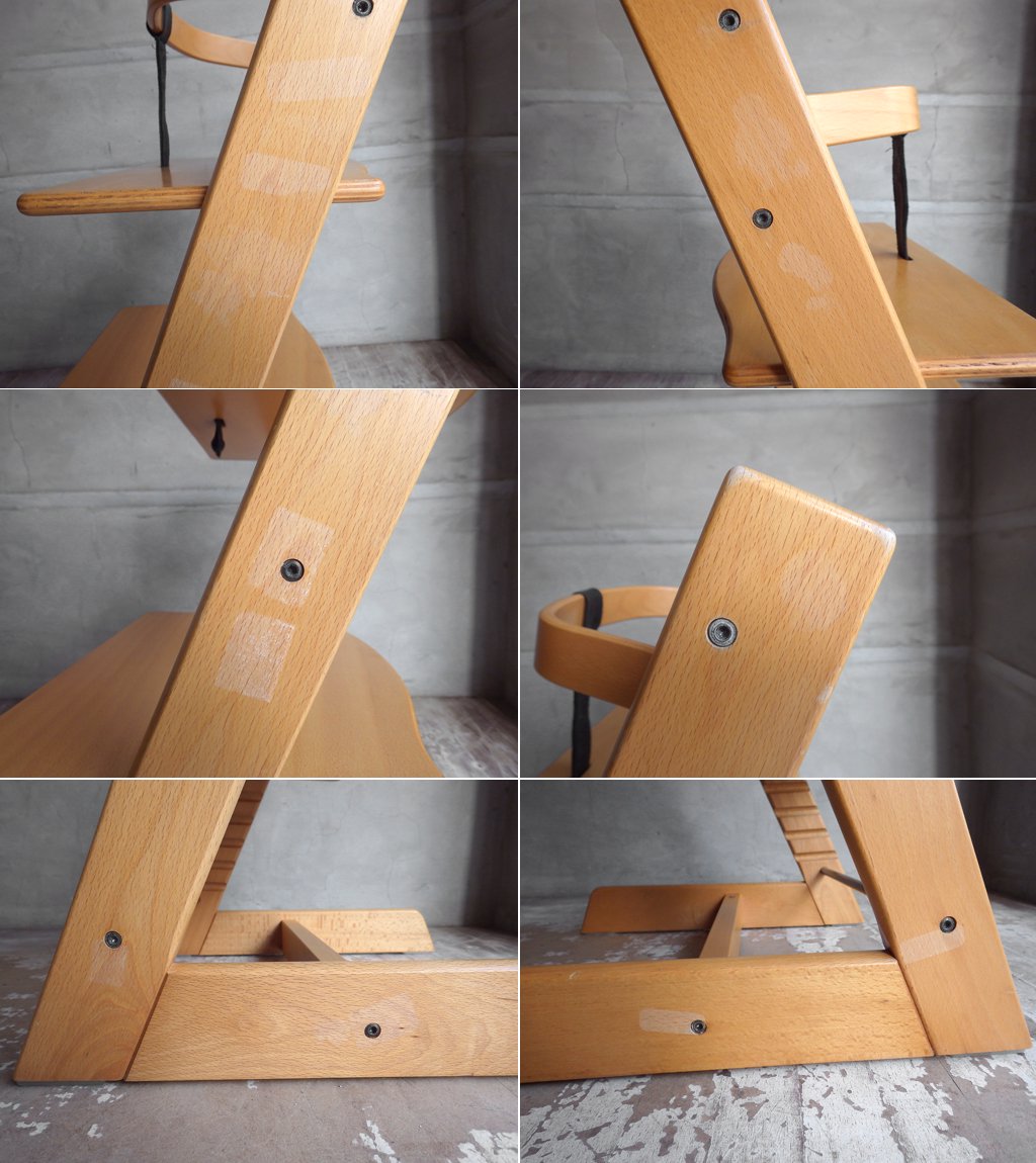 ストッケ STOKKE トリップトラップ TRIPP TRAPP チェア 旧型 ベビーガード 革ベルト付き ベビーチェア ナチュラル 北欧 ノルウェー ♪