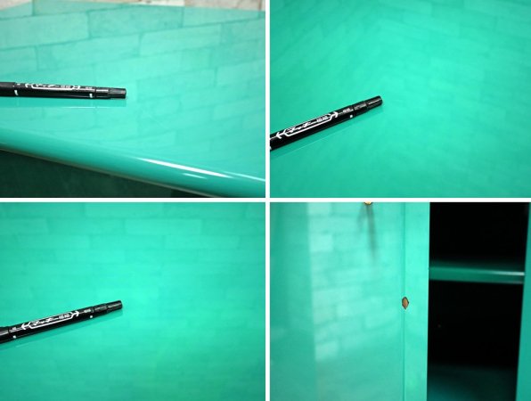 モダンデザイン Modern Design カウンター キャビネット サイドボード 4枚扉 グリーン ピアノフィニッシュ イタリア ●