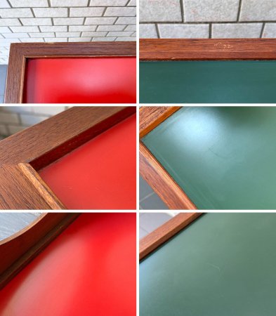 ジャパンビンテージ 70's スタッキングキューブボックス レッド&グリーン チーク材 和モダン 昭和レトロ 2個セット ■