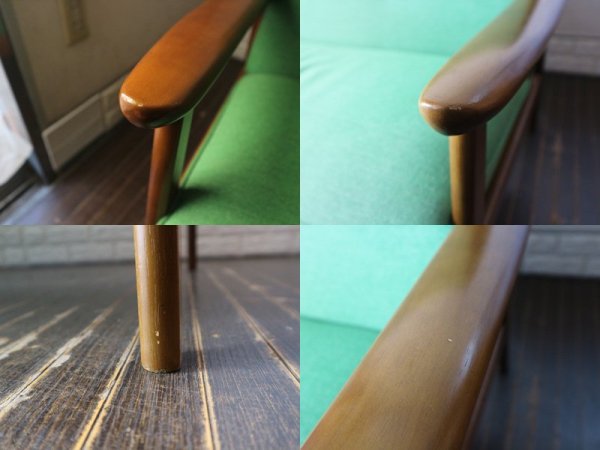 カリモク60 Karimoku Kチェア 2シーター 2Pソファ タープグリーン ミッドセンチュリー 廃番 希少 ◎