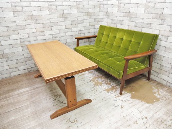 カリモク60 karimoku60 Kチェア 2シーター ソファ モケットグリーン レトロスタイル ミッドセンチュリー ●