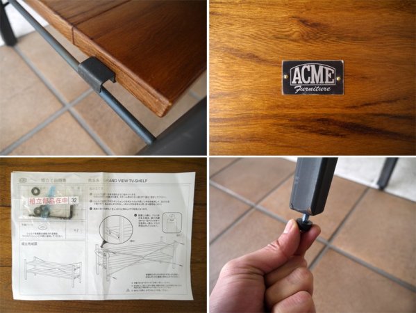アクメファニチャー ACME Furniture 現行 グランビュー GRANDVIEW TVシェルフ 定価¥41,800- パーツ&取説付 状態良好 AVボード ローボード インダストリアル ◇