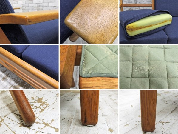 ゲタマ GETAMA GE290 ビンテージ 2人掛け ソファ オーク無垢材フレーム ハンス・J・ウェグナー Hans J. Wegner 北欧家具 ハルタ購入品 ●