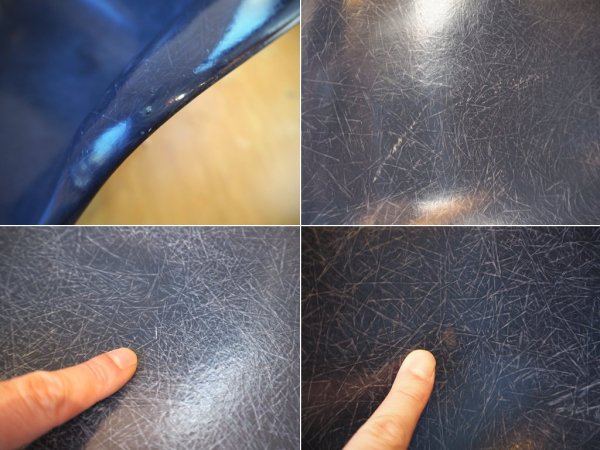 ハーマンミラー Herman Miller アームシェルチェア ホワイトキャッツクレイドルベース ネイビー C&R イームズ 現行FRP製 ★