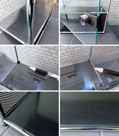 ユーエスエムハラー USM Haller モジュラーファニチャー Modular Furniture ハラーシステム ガラスキャビネット 3段 ガラスパネル パンチングパネル ■