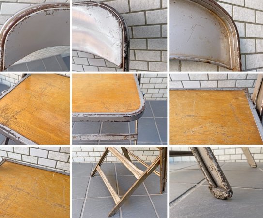 クラリン CLARIN フォールディングチェア Folding chair 板座 50'S ビンテージ 折り畳みチェア ウッドシート 米国 A ■