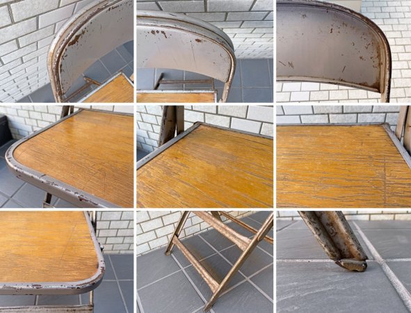 クラリン CLARIN フォールディングチェア Folding chair 板座 50'S ビンテージ 折り畳みチェア ウッドシート 米国 B ■