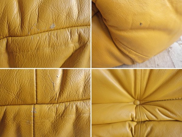 リーンロゼ ligne roset トーゴ TOGO 2人掛け ソファ ミッシェル デュカロワ Michel Ducaroy マスタード 本革 レザー 定価:45.1万円~ ♪