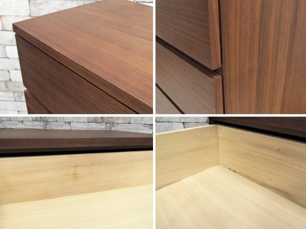 無印良品 MUJI ワイドチェスト 4段8杯 ウォールナット材 ナチュラルモダン 廃盤品 ●