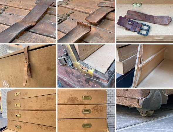 ジャパンビンテージ 船トランク 東京市 紀伊國屋商店 衣装ケース 着物箪笥 ワードローブトランク 希少 ■