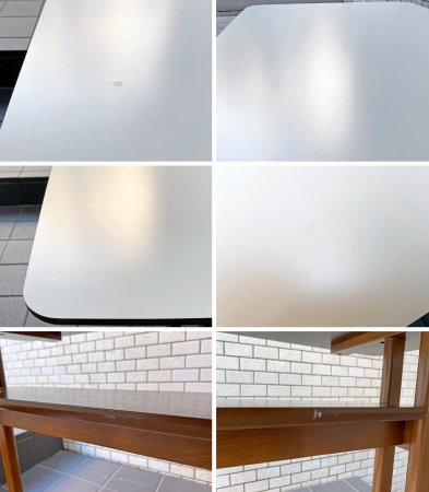 カリモク60+ karimoku カフェテーブル ホワイト メラミン天板 棚板付き ミッドセンチュリーモダン ■