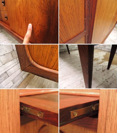 北欧ビンテージ Scandinavian vintage ローズウッド材 サイドボード カクテルキャビネット ルイス購入 W176cm ●