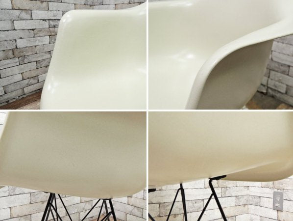 ハーマンミラー Herman Miller アームシェルチェア 現行 FRP製 パーチメント エッフェルベース イームズ ミッドセンチュリー ●