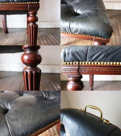 ラルフローレン ホーム RALPH LAUREN HOME ヘンレドン ダイニングチェア Telford dining chair ハイバック タフテッドレザー スタッズ 希少 アメリカ ◎