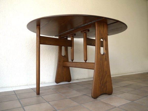 アーコール ercol オリジナルス ゲートレッグ ドロップリーフテーブル 1156 丸型天板 楡無垢材 約35万以上 英国製 バタフライテーブル イギリス EXテーブル UK 極美品 現行品◇