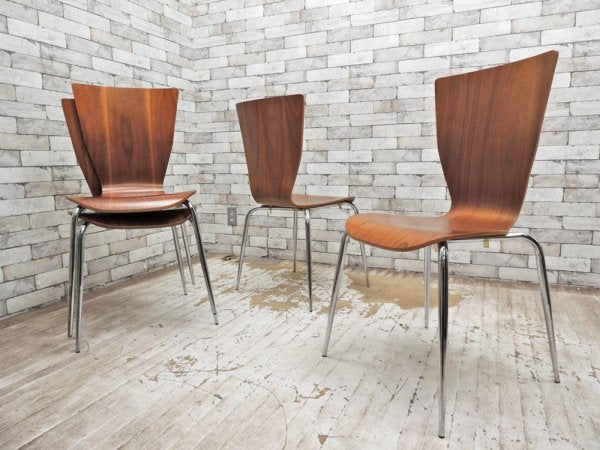 モダンスタイル Modern Style ダイニングチェア 2脚セット プライウッド ゼブラウッド スチール脚 スタッキング B ●