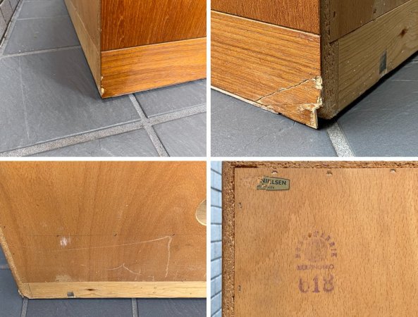 BS Mobelfabrik チーク材 ファイリングキャビネット サイドボード 蛇腹式 鍵付き 北欧 デンマーク ビンテージ ミッドセンチュリーモダン ■