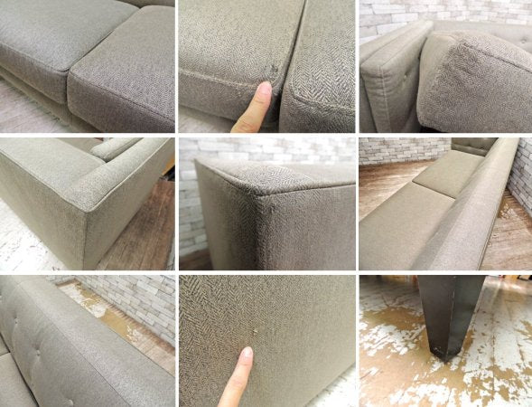 クレート&バレル Crate&Barrel エイダンダフテッドソファ Aidan Tufted Sofa 3シーター モダンデザイン アメリカ 定価:20万円以上 ●
