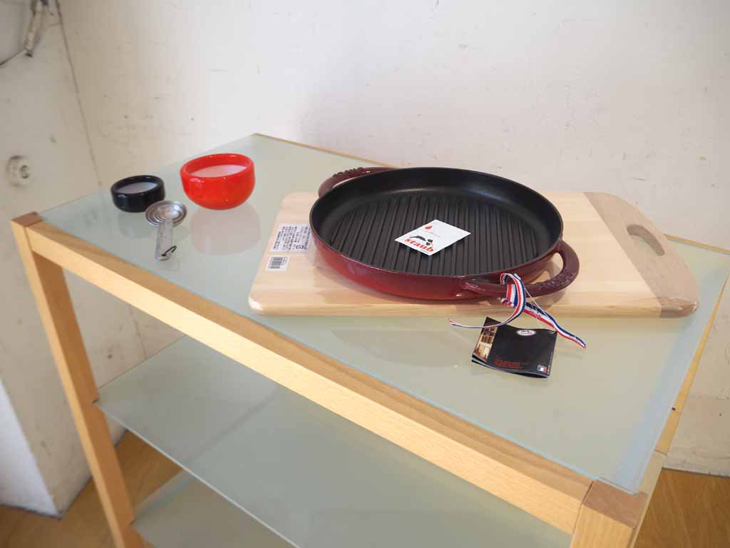 ストウブ staub ピュアグリル ラウンド ルージュ 26cm グリルパン チェリーレッド IH対応 未使用 フランス ★