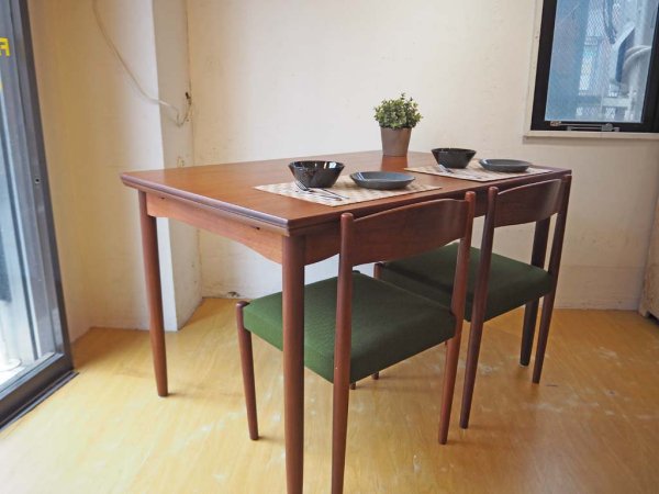 デンマーク ビンテージ エクステンション ダイニングテーブル チーク材 伸長式 北欧家具 ★