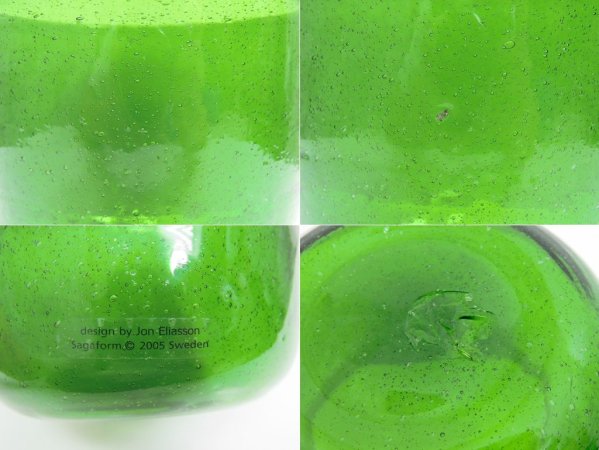 Jon Eliasson 気泡ガラス フラワーベース Bubbles glass flower vase グリーン ハンドブロウ スウェーデン ●