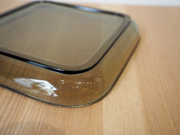 ヌータヤルヴィ Nuutajarvi #5269 ガラスプレート Glass plate スクエア シンプル グレー カイ・フランク Kaj Franck B ★