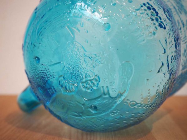 ヌータヤルヴィ Nuutajarvi オイヴァ・トイッカ Oiva Toikka ファウナ Fauna ピッチャー ライトブルー ヴィンテージ ★
