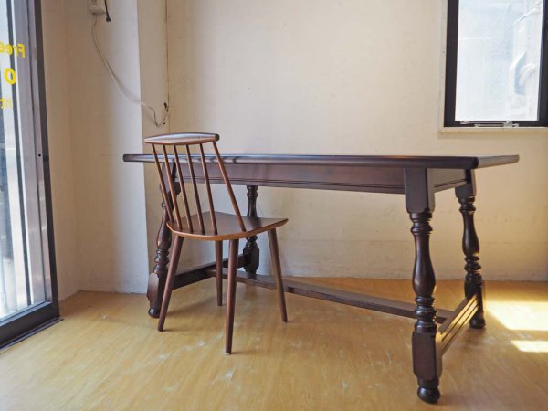 松本民芸家具 F型食卓 ダイニングテーブル ミズメザクラ無垢材 4人掛 刻印有 ステッカー有 定価 25万 ★