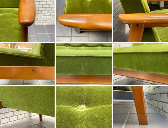カリモク60 karimoku60 Kチェア 2シーター ソファ モケットグリーン 60’s レトロ ジャパン ミッドセンチュリー ■