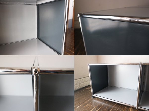 USM ハラー ハラーシステム モジュラー 1段2列 キャビネット AVボード マットシルバー × アントラサイト ミニマム オープンボード ◎