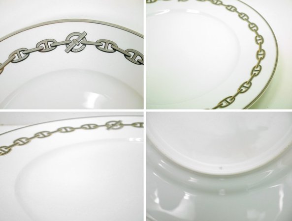 エルメス HERMES シェーヌダンクル chaine d'ancre プレート プラチナ 白磁 皿 食器 27cm フランス ●