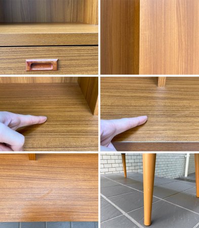 北欧ビンテージスタイル ブックシェルフ キャビネット 食器棚 チーク ■