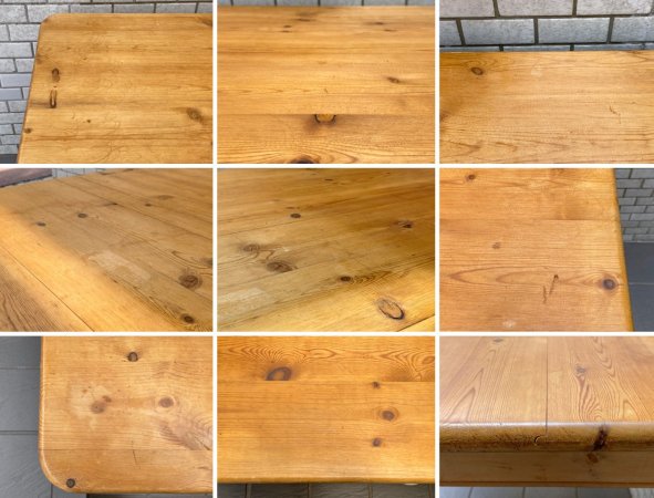 パイン 無垢材 ダイニングテーブル 英国カントリースタイル ビクトリアンレッグ 引き出し4杯付き ■