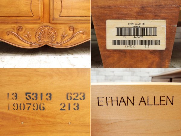 イーセンアーレン ETHAN ALLEN ビンテージ サイドボード 猫脚 チェスト 抽斗7杯 米国 クラシカルデザイン ●