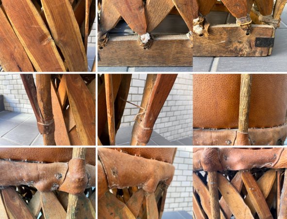 エキパレスチェア Equipales Chair エキパルチェア 本革 アームチェア アンティーク 民藝 ハンドクラフト メキシコ B ■