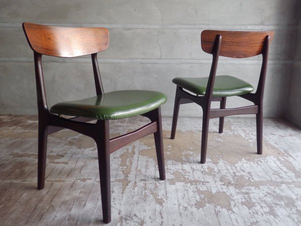 デンマーク ビンテージ Danish Vintage ローズウッド ダイニングチェア 張替え済み オリーブグリーン A ♪