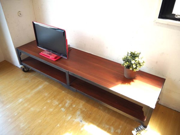 ウニコ unico ランバー LUMBER AVボード キャスター付 ローボード インダストリアルスタイルW160cm 廃番 ★