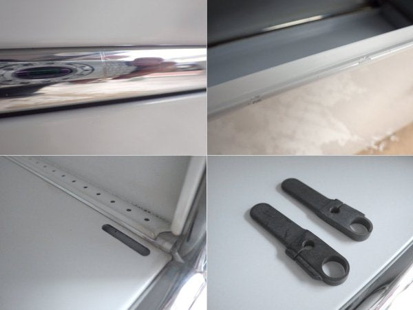 USMモジュラーファニチャー USMハラーシステム 1列4段 シェルフ キャビネット フラップ扉×1 ドロップダウンドア×2 ドロワー1杯 ライトグレー B 難アリ ♪