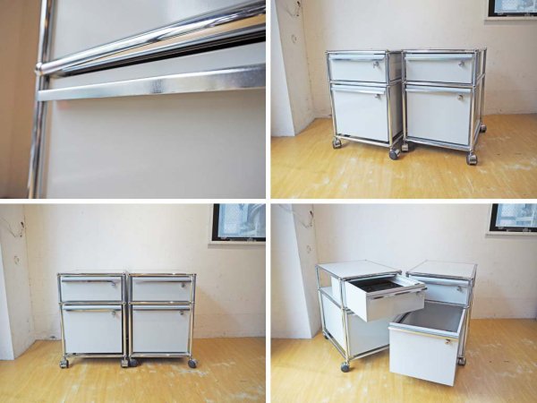 ユーエスエムハラー USM Haller モジュラーファニチャー ハラーシステム ロールボーイ デスクキャビネット ライトグレー 鍵無し ★