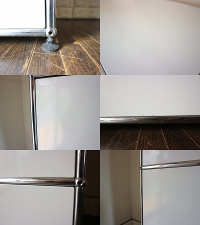 USMモジュラーファニチャー USMハラーシステム 1列4段 シェルフ キャビネット フラップ扉×1 ドロップダウンドア×2 ドロワー1杯 ライトグレー ◎