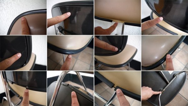 ハーマンミラー HermanMiller DCM 改良版 ツーピースプラスチックチェア 70's ビンテージ C&R.イームズ 名作チェア ナウガハイドレザー 希少色 ミッドセンチュリー ◇