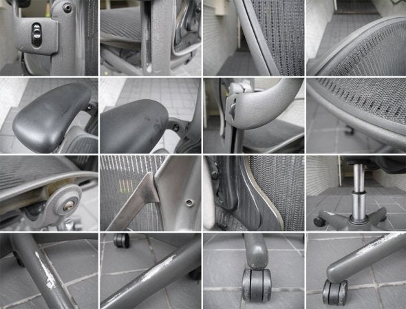 ハーマンミラー Herman Miller アーロンチェア Bサイズ ポスチャーフィット クラシックカーボン グラファイトカラーベース フル装備 ■